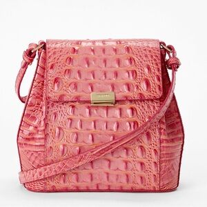 Brahmin Margo Coral Snapdragon Leather Shoulder Bag NWT